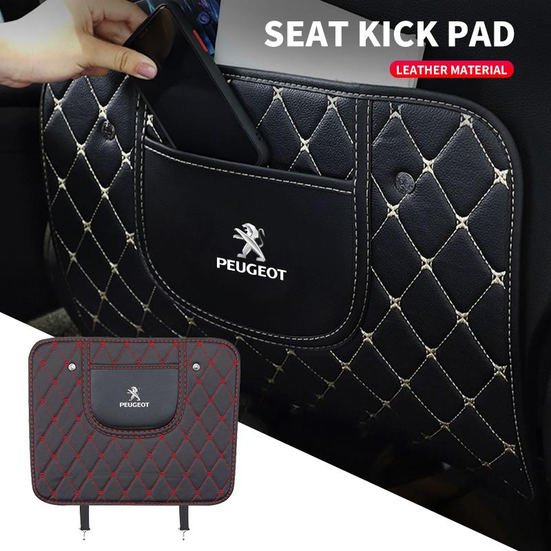 New PU Leather Car Anti-Kick Mats Car Seat Back Protector Cover For Peugeot 206 208 306 307 308 407 408 508 2008 3008 Accessorie