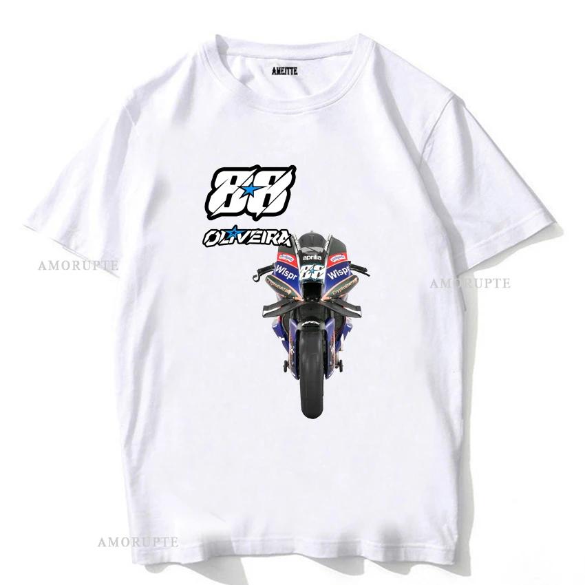 Футболка Miguel Oliveira 88 2023 GP Rider, новая летняя мужская футболка с коротким рукавом, забавная повседневная футболка для мотоциклистов, для спорта и езды, белая.