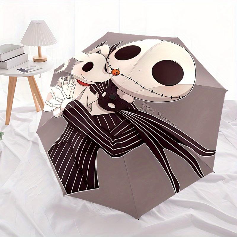 1 Auto Open Jack Skellington, Sally Themed Colorful 8 rib Portable Umbrella for Men and Women, A Compact Commuting Companion Suitable for Da