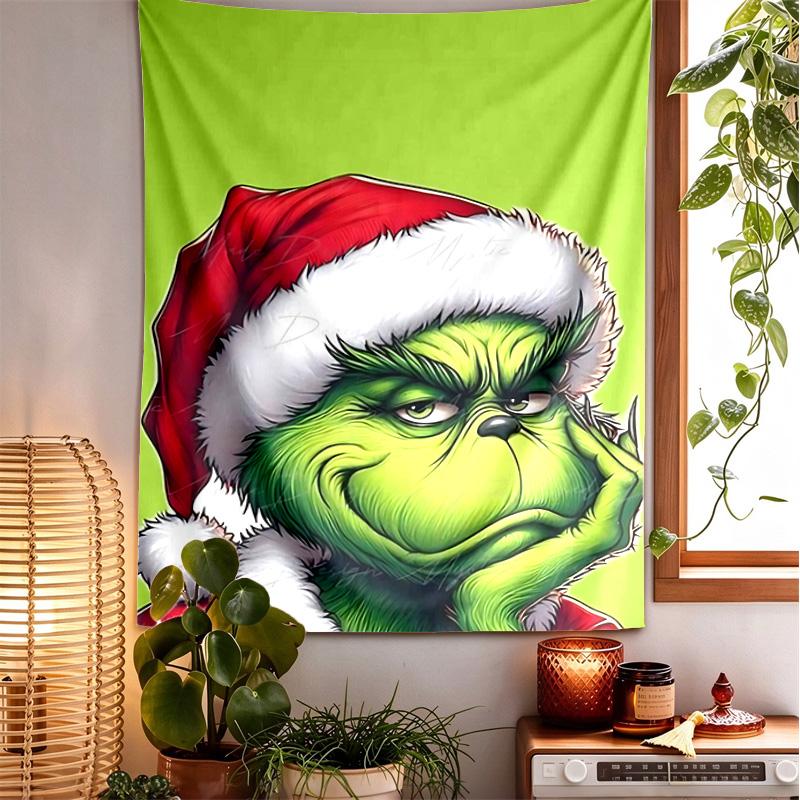 Grinch Gifts Pattern Tapestry Wall Hanging Boho Aesthetic Wall Blanket For Bedroom Living Room Dorm Home Wall Decor 1012466