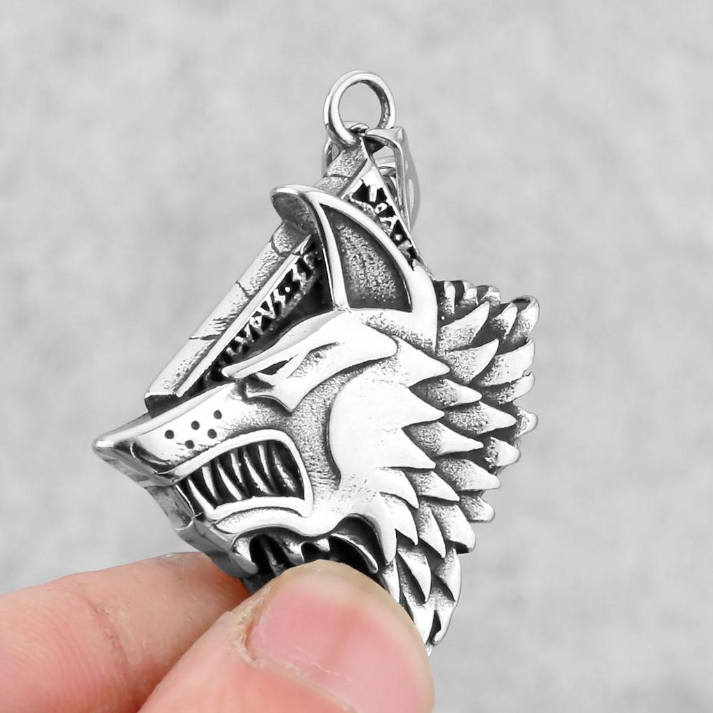 Скандинавский мужской винтажный кулон из нержавеющей стали, мужской модный кулон Viking в стиле панк с волчьей головой, подарок