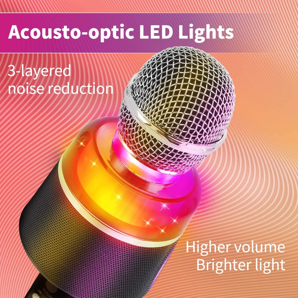 Караоке-микрофон для детей, беспроводной Bluetooth-караоке-портативный микрофон, динамик, плеер, рекордер для вечеринки по случаю дня рождения KTV