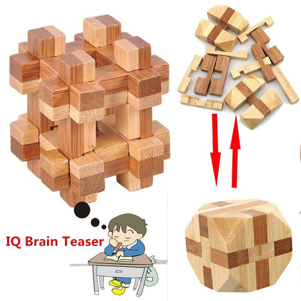 Wooden Small Interlocking IQ Game Puzzle Toy Brain Teaser Classic Toys Kong Ming Lock