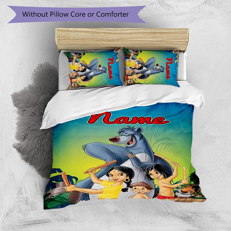 3pcs Custom Name The Jungle Book Bedding Set Duvet Cover Closure Includes 1 Duvet Cover & 2 Pillowcases for All Seasons Bedroom Decor