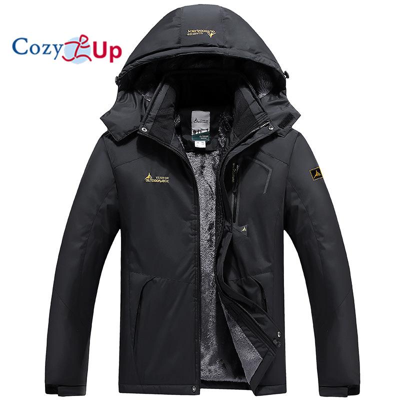 Cozy Up Men's Hooded Oversized Plush and Thick Windproof and Rainproof Warm Jacket
