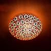Handcrafted Mosaic Pink Colour Flower Design Glass Ceiling Light