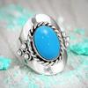 Huitan Bright Oval Sky Blue Acrylic Stone Rings for Women Vintage Female Finger Accessories Party Hip Hop Style Female Jewelry