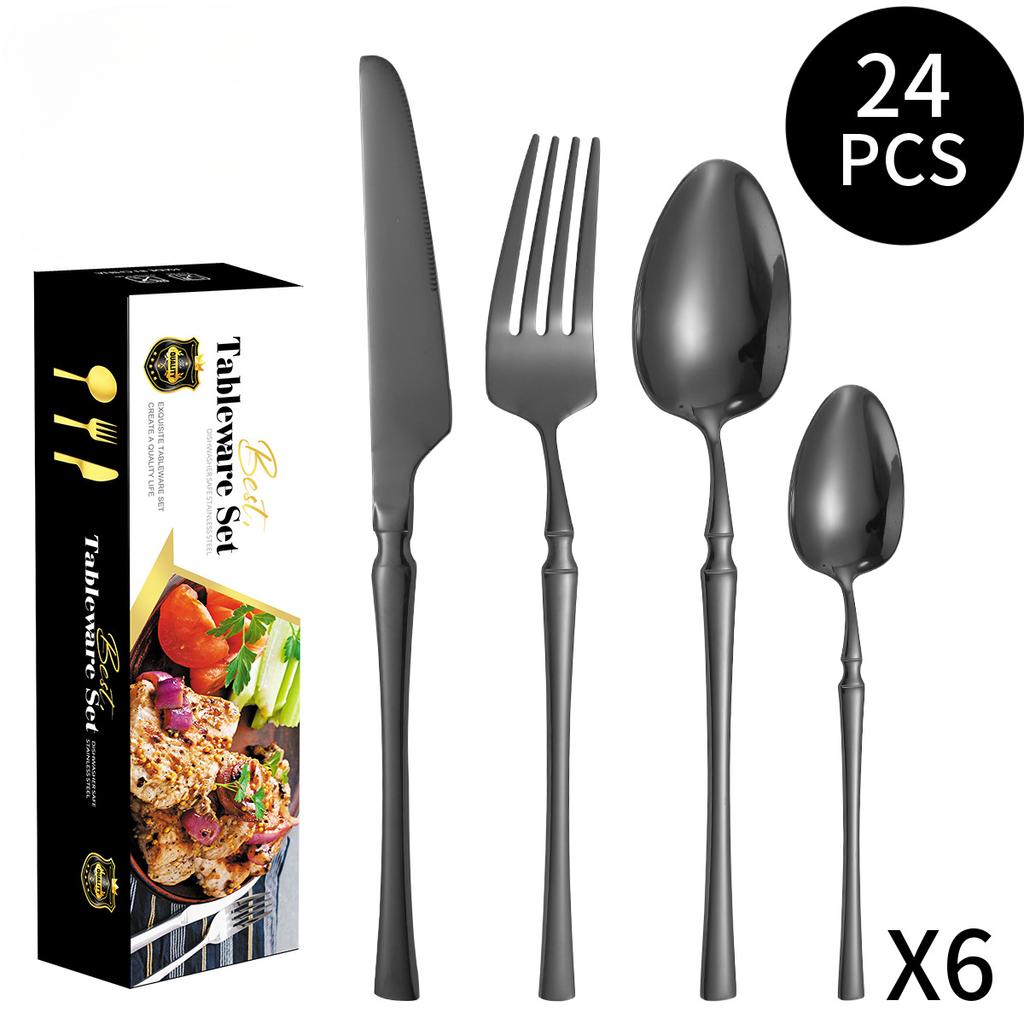 Новая креативная посуда из нержавеющей стали с небольшой талией, костюм из 24 предметов, костюм на 6 человек, костюм для западной еды, нож, вилка и ложка