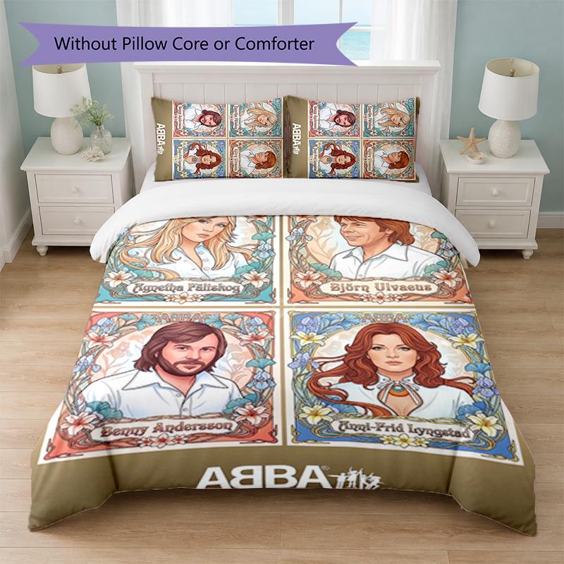 ABBA Print 3Pcs Duvet Cover Set 1 Duvet Cover and 2 Pillowcases Soft Bed Linen For Household Bedroom