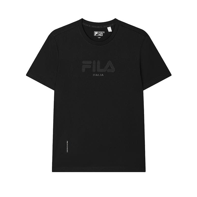 Fila Casual Comfortable Knitted Short Sleeve T-Shirt Men Tops Black F11M513102FBK