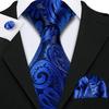 Barry.Wang Mens Formal Ties Hanky Cufflinks Paisley Plaids Silk Necktie Set