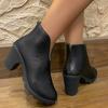 Autumn And Winter New Fashion Trend Retro Niche British Style Thick-Heeled Boots Women'S Versatile Casual Leather Boots