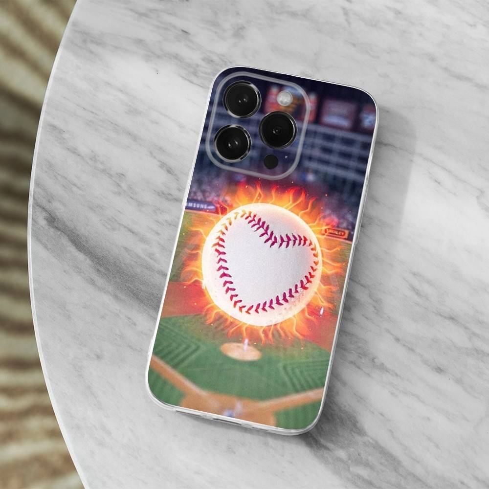 Sport Art Baseball Phone Case For iPhone,14,13,12,15,Pro,Max,Plus,11,17,16,X,XS,XR,SE,Mini Transparent Soft Cover