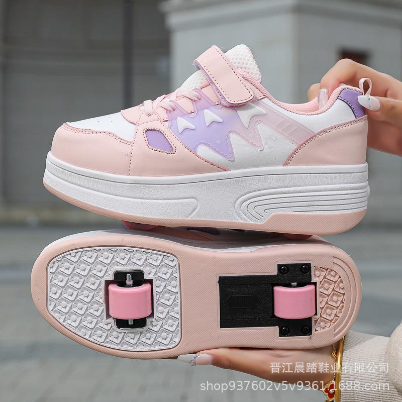 Детская обувь Runaway Shoes Весна и осень Новые маленькие белые туфли для девочек Средняя помощь Повседневная обувь для мальчиков с колесами Обувь с роликами