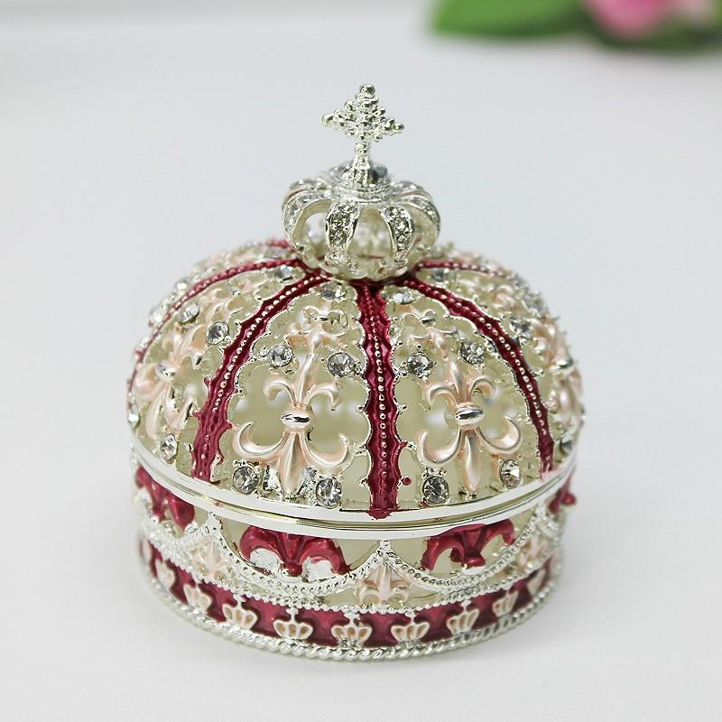 Enamel Craft Alloy Crown Jewelry Box European and American Wedding Ring Storage Box Ornament Wedding Decoration Ornament