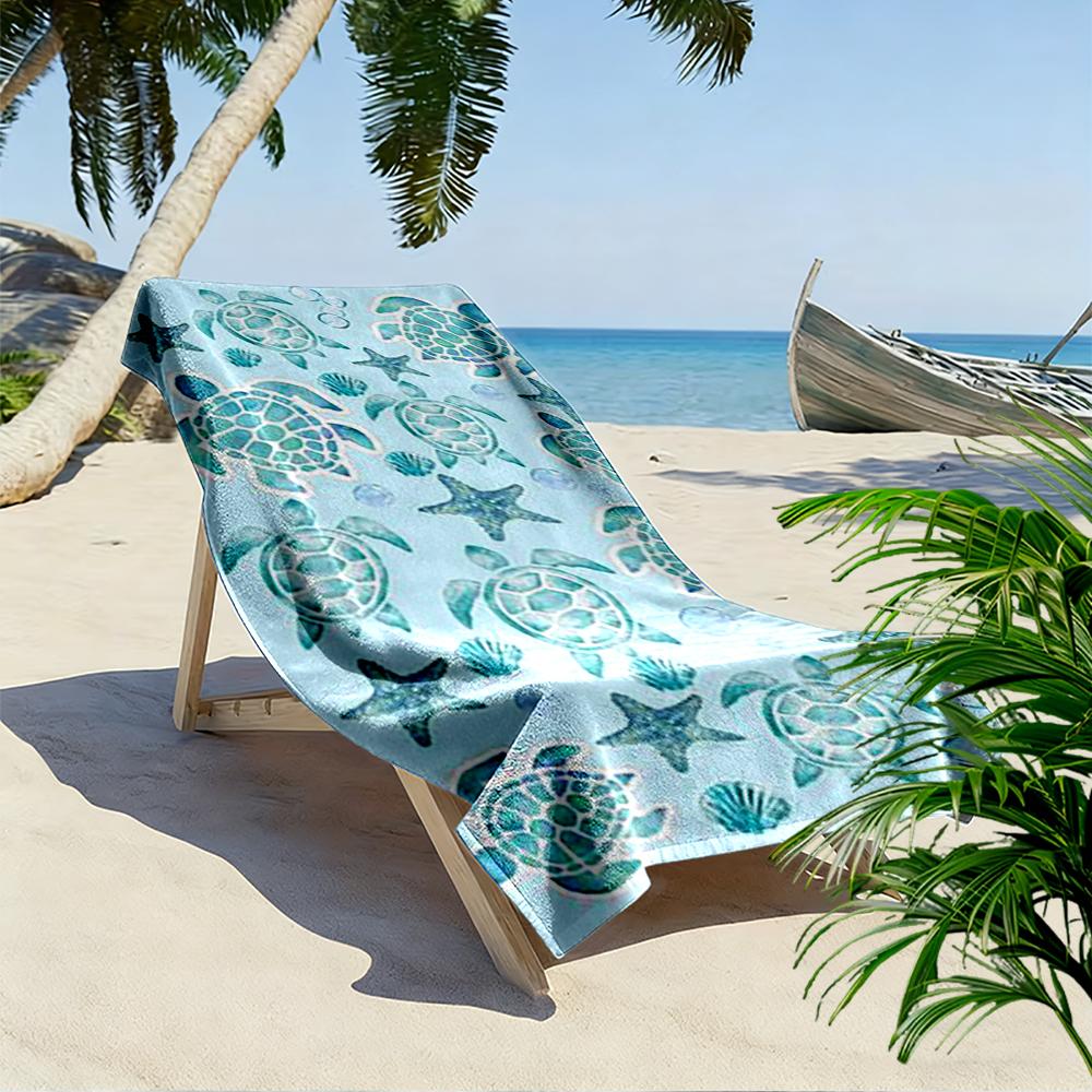 Sea Turtles and Starfish Pattern Towel Beach towel quick-drying for travel outdoor sports jogging beach and swimming