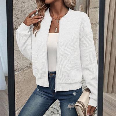 Женская куртка Yousheng Осень-зима на молнии, утолщенная, однотонная, с аппликацией из эластичной ткани, с манжетами, низом, кардиганом со стоячим воротником, свободными длинными рукавами, верхняя одежда, пальто