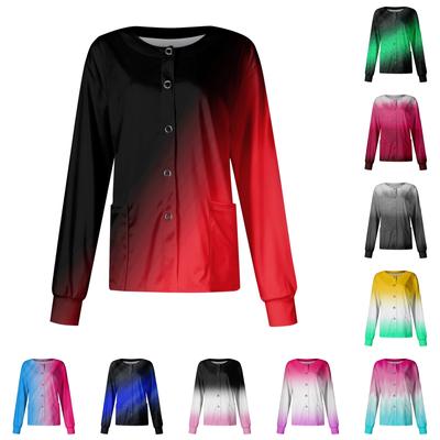 Женский повседневный однобортный однобортный кардиган с длинным рукавом и принтом, рабочая одежда, топ