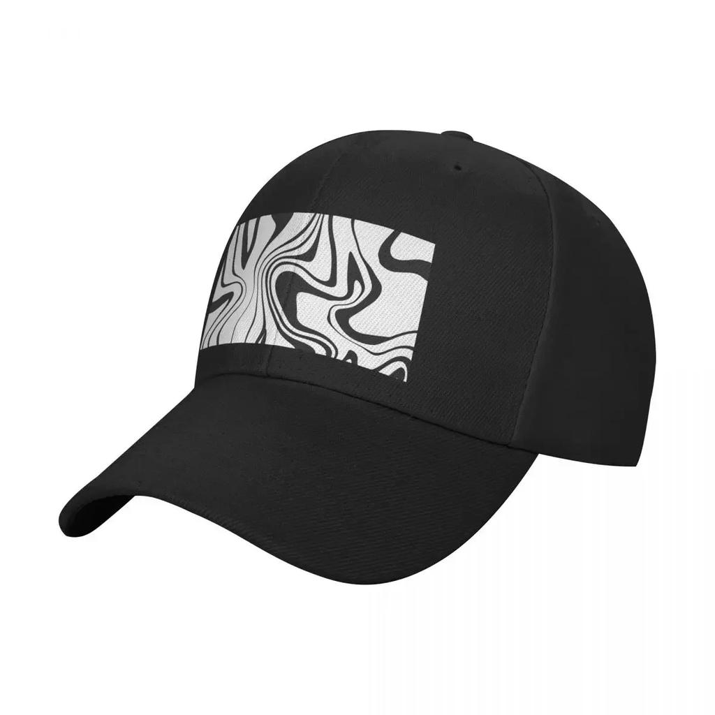 Black and White Trippy Print Baseball Cap GentleUnisex Hat Luxury Rave Unisex Womens