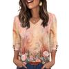 Women's Fashionable And Casual Floral V-neck Top