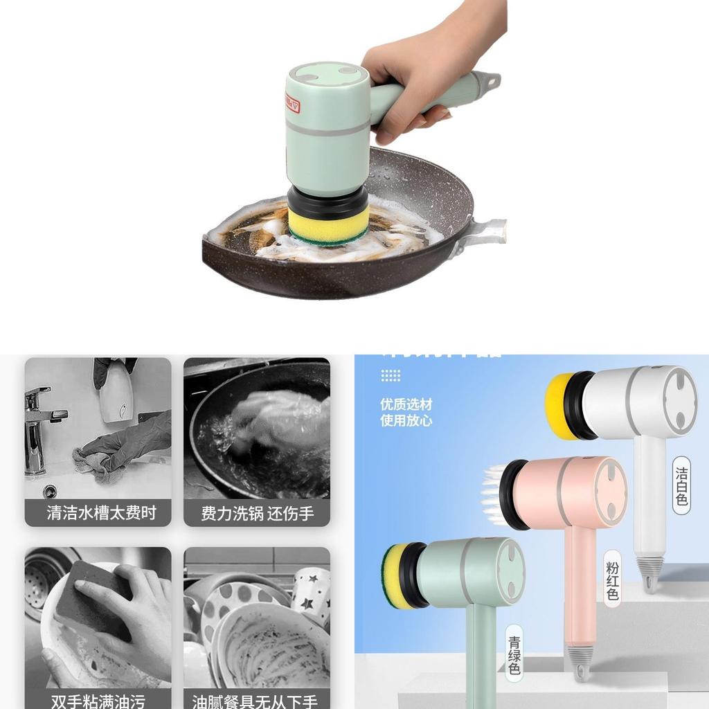Electric Cleaning Brush For Kitchen Surfaces With Multiple Heads For Home Cleaning