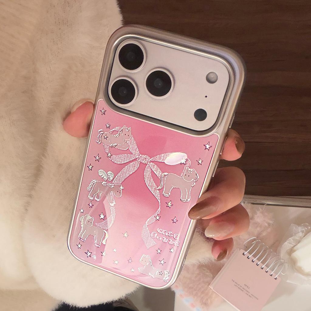 Позолоченный 17 Чехол для мобильного телефона Iphone17promax Apple 16 Подходит для 14 Розовый Бант Пони Высококачественный Чехол для мобильного телефона
