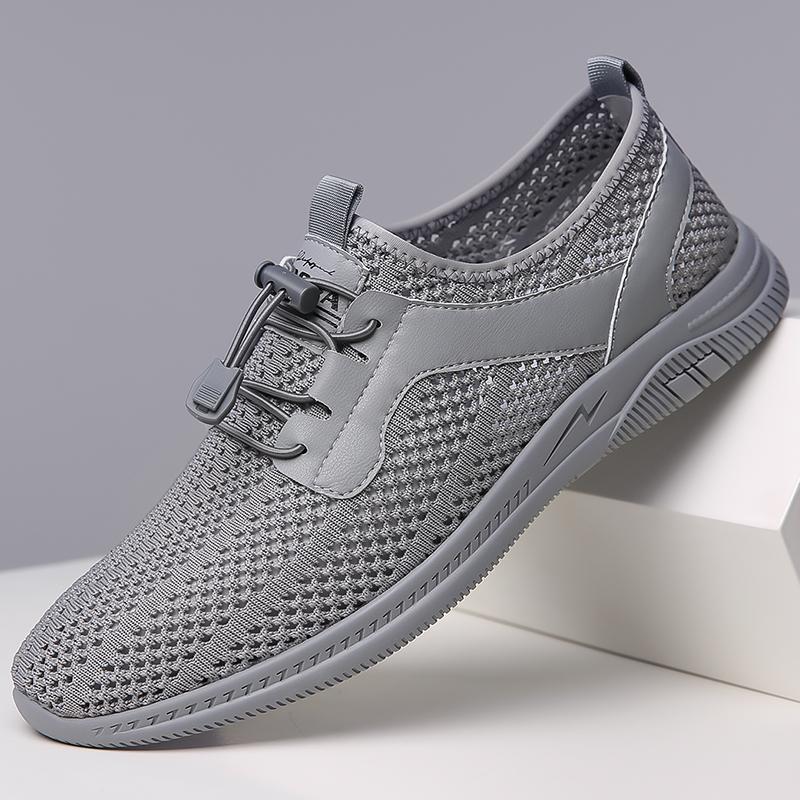 Новые дизайнерские дышащие мужские сетчатые повседневные туфли с массажной подошвой, рабочие туфли для поездок на работу, мужские повседневные туфли для вождения с вырезом