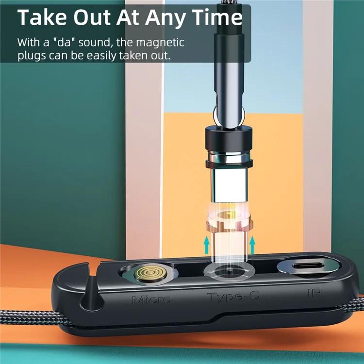База для хранения 3-в-1 для кабеля-органайзера с магнитной вилкой Micro / Type-C / IP