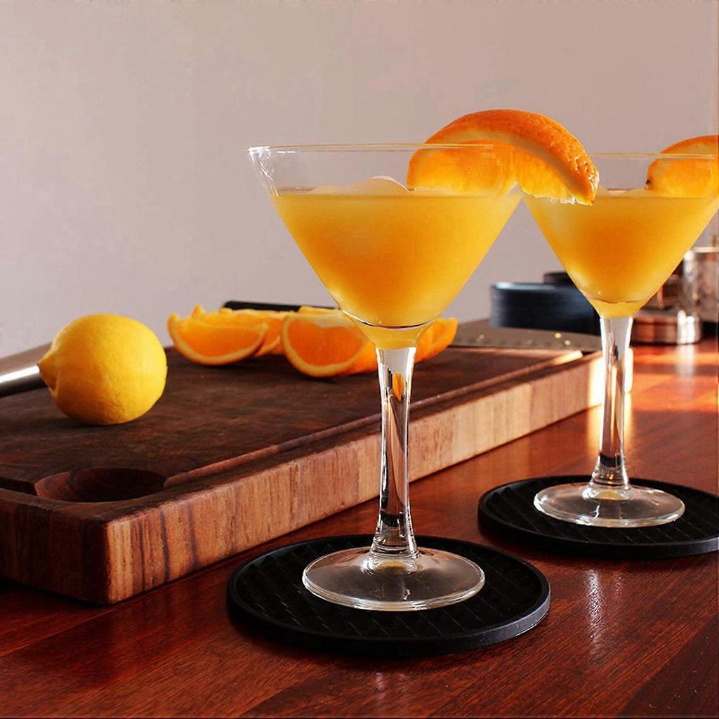 Black Round Silicone Rubber Drink Coasters (Set of 60) Non-Slip Perfect for Homes & Bars