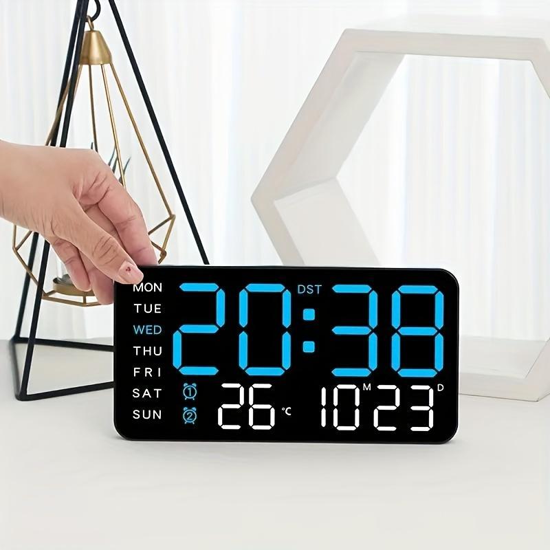 Модные цифровые настенные часы без рамки - многофункциональные, дисплей двойного назначения со значками температуры, влажности и погоды, питание от USB, современный черный цвет