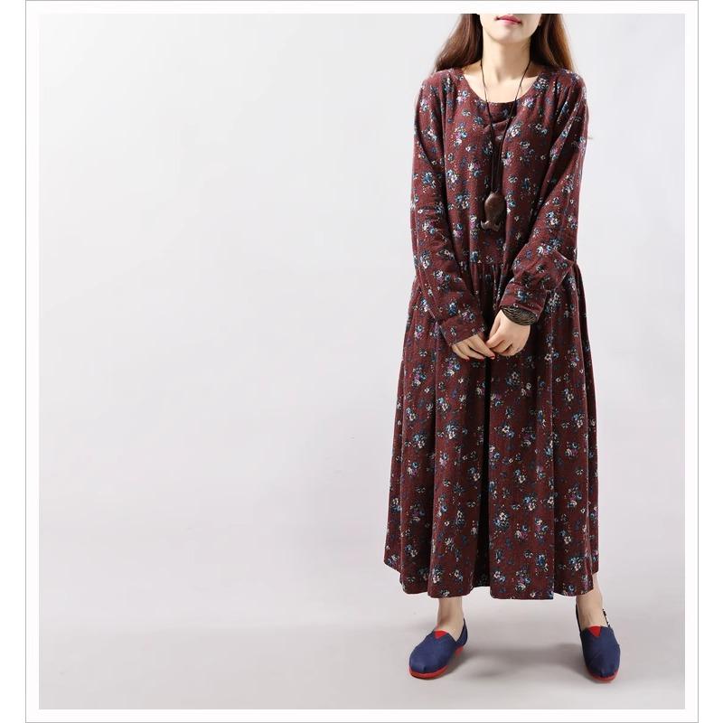 Весенне-осеннее платье большого размера с длинным рукавом