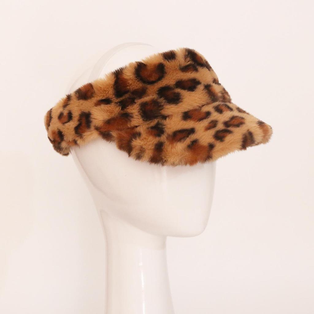Шляпа с круглыми полями из искусственного меха с леопардовым принтом: Женская плюшевая, теплая, модная осенне-зимняя шапка
