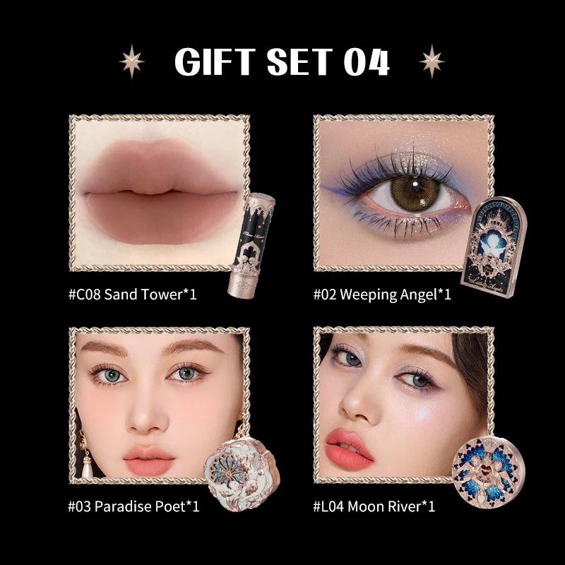 Flower Know Little Angel Collection Подарочная коробка с косметикой Тени для век Румяна Кремовая матовая помада Хайлайтер Полный набор Все в одном