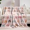 Cute Cartoon Cat Face Print Flannel Blanket Pink Kitten Soft Warm Throw Blanket Sofa Bed Kids Pet Lover Home Decor Gift