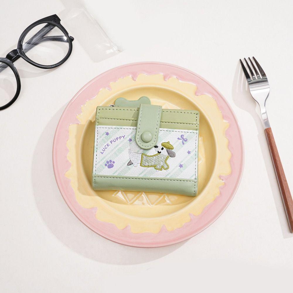 Purse Embroidery Sausage Dog Wallet Ultra Thin PU Leather Card Holder Card Bag Card Storage Bag