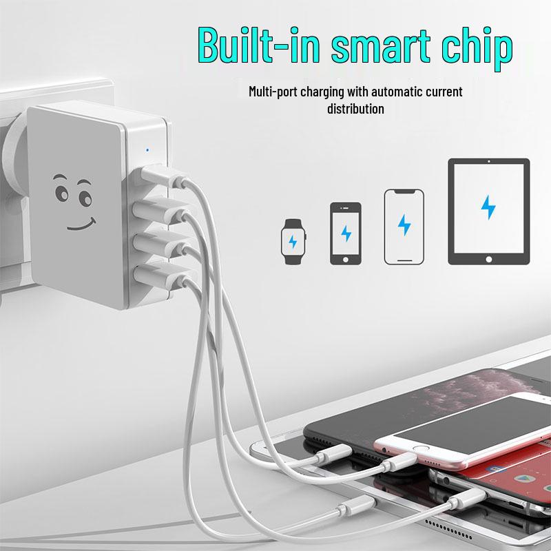 Многопортовое быстрое зарядное устройство QC3.0 для путешествий с 4 USB-портами - Стандарт США/ЕС