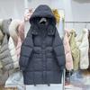 New down jackets for women's medium and long hooded thickened loose straight duck down M buckle warm jacket in winter