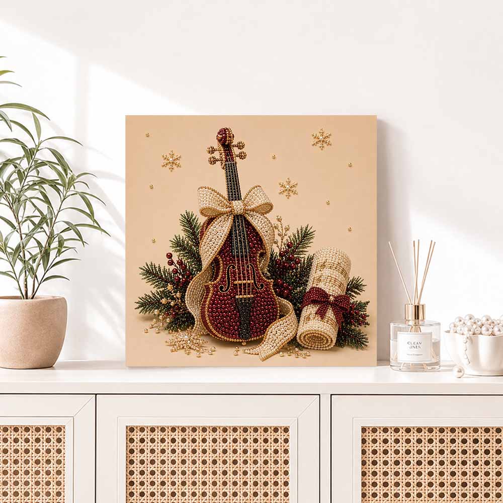 Pearl painting violin Christmas music art kit DIY holiday home decor painting