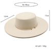 Unisex Thick Wool Felt Hat Flat Top 10cm Wide Brim