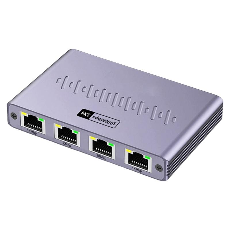 Стабильный гигабитный Ethernet-разветвитель 1 в 4 выхода, сетевой хаб RJ45, энергоэффективный, алюминиевый корпус Ethernet-переключателя