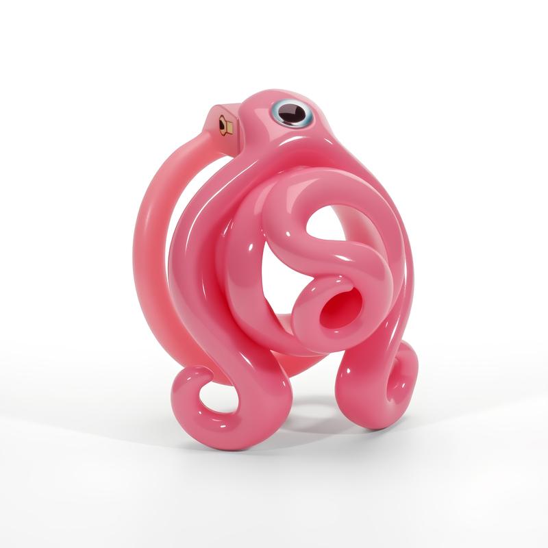 Mini Octopus Shaped Male Chastity Cage Equipped with 4‑Size Locking Rings Elastic Belt Anti Slip SM Sissy Birdcage Lock Alutdtoy