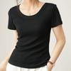 Navava Women Slim FiT Daily Ribbed U Neck ShorT Sleeve T shirT nT3326