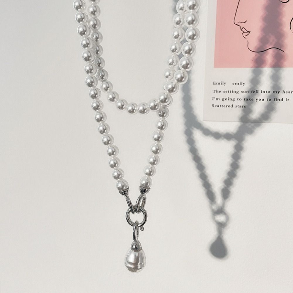 Pearl Pendant Necklace Cool Decorative Chain Simple Suit Crossbody Chain