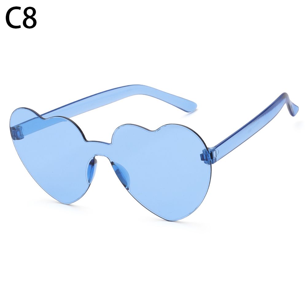 Accessories Trendy Candy Color Eyewear Heart Sunglasses Rimless Sunglasses for Women Heart Glasses