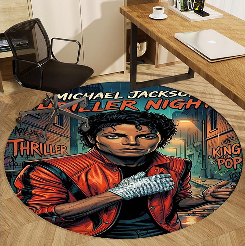 Michael Jackson Pattern Round Rug, Indoor/Outdoor Mat, for Picnic, Gameroom, Bedroom, Office, Living Room, Home Decor Carpet, Birthday Gift