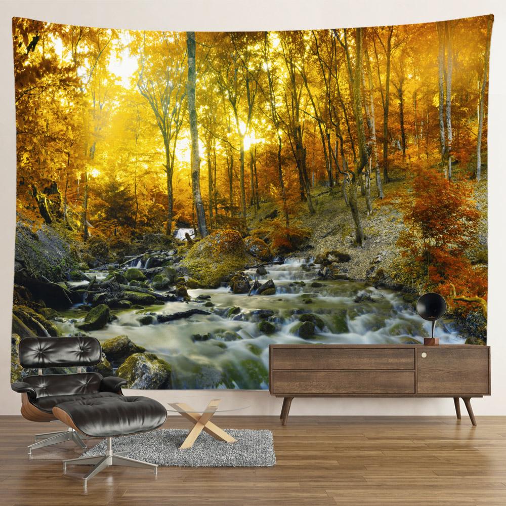 Пейзаж Водопад Гобелен Настенные Цветы Таинственный Лес Дерево Джунгли Большой Гобелен Искусство Эстетический Декор Комнаты Спальня