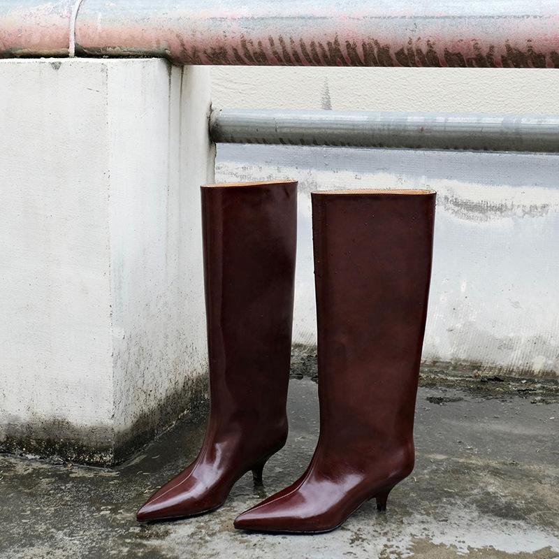 Fashion Kitten Heel Temperament Fashion Boots for Women 2025 New Red Wide Version Large Tube Circumference Mid Tube Short Boots