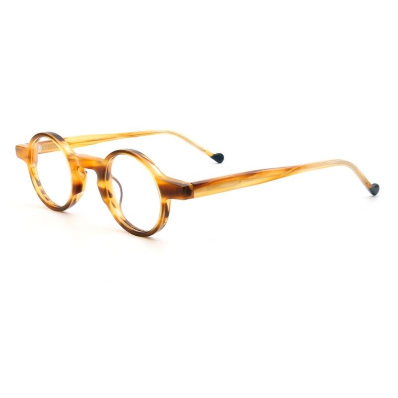 Retro Women Round Eyeglasses Frames Men Optical Glasses Prescription Eyewear Clear Amber Leopard Print Spectacles Vintage Grey
