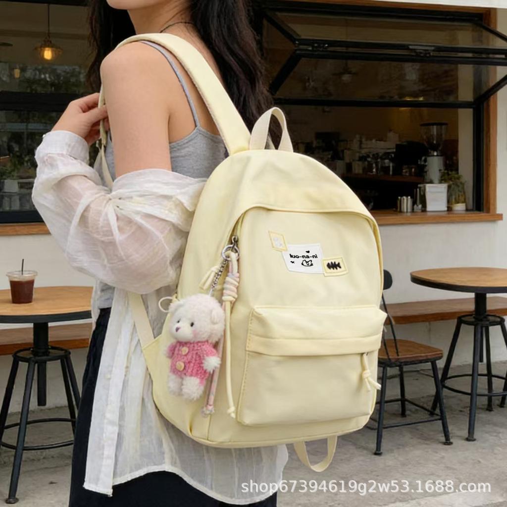 Schoolbag high-value Korean version simple schoolbag for female primary school students, junior high school, large-capacity backpack, casual