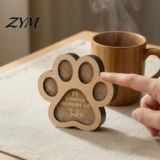Small Keepsake Box for Pet Hair Box, Cute Paw Shape Memorial Wooden Remembrance Dog Fur Dogs And Cats, Loss Sympathy Gift Owners